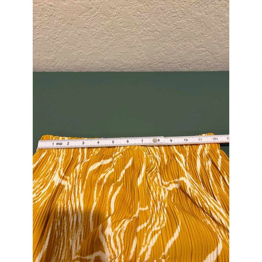 Rafaella Mustard Yellow White Abstract Pleated Wide Leg Pants Small - Picture 5 of 7